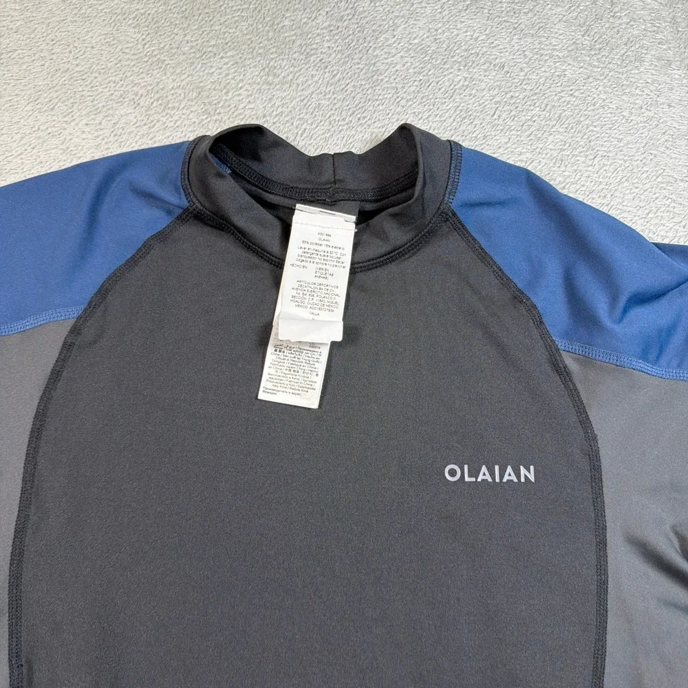 Olaian Decathlon Rash Guard Men Medium Black Anti-UV 500 Long Sleeve UPF 50+ NWT